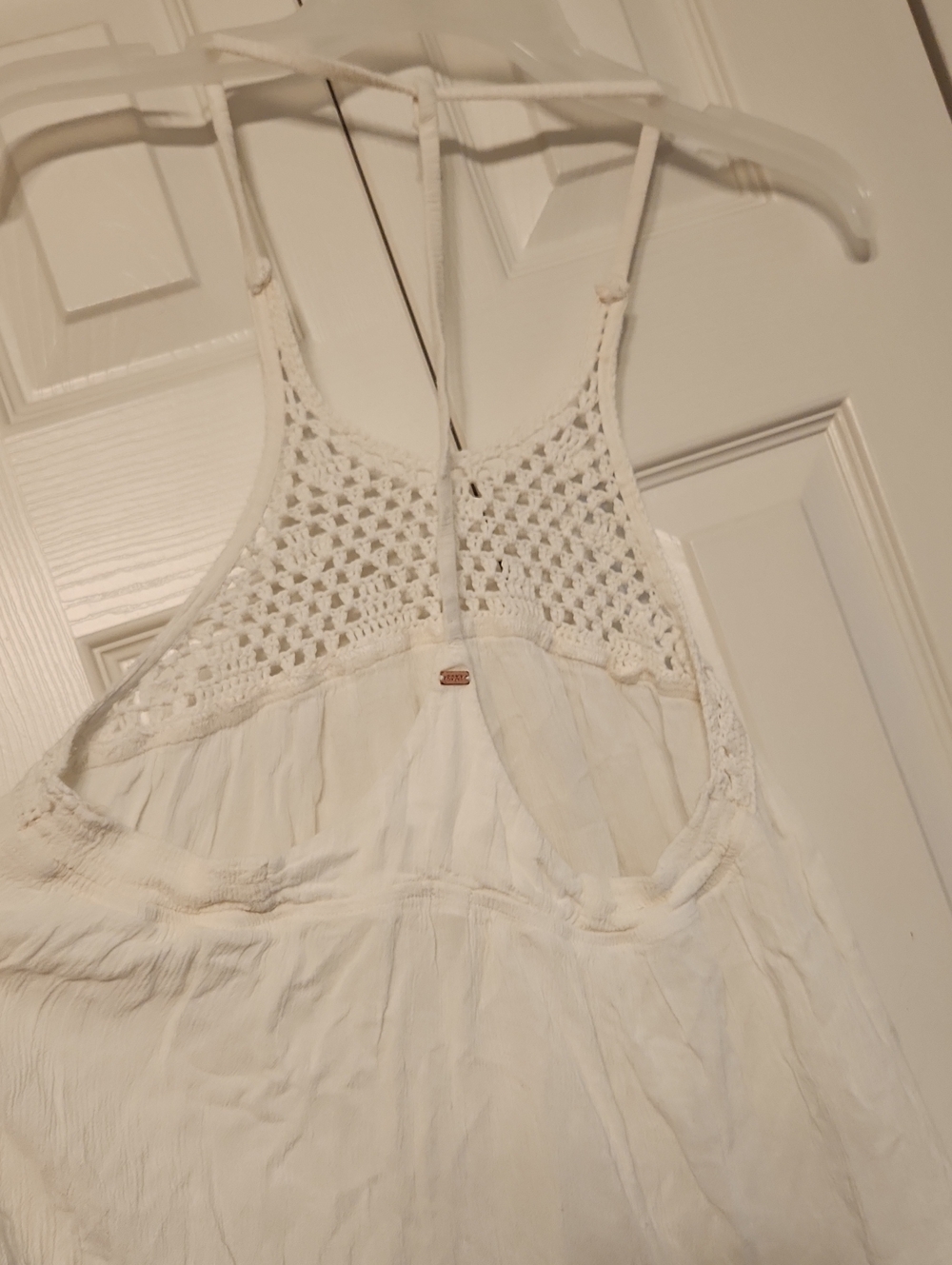 Roxy White Crochet Top Dress / Swim Cover Up 100% Cotton - Picture 4 of 13
